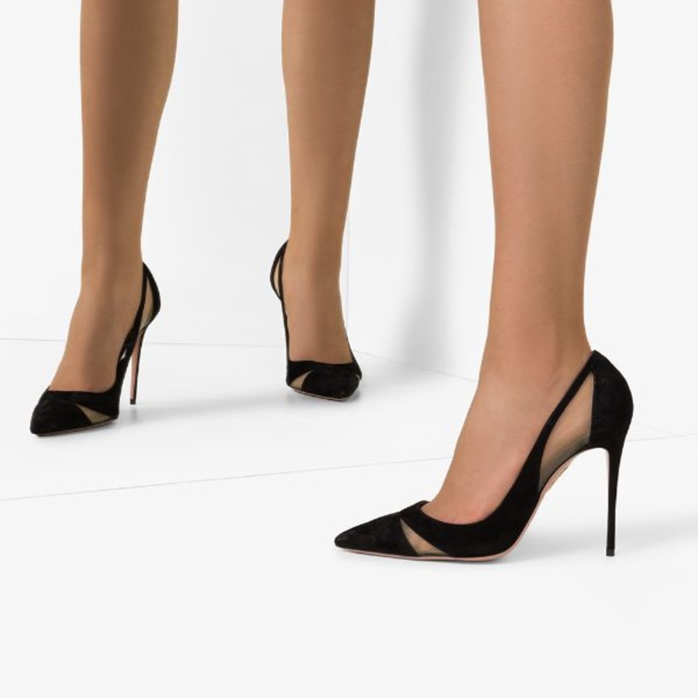 Aquazzura Savoy 105mm mesh cutout pumps 39